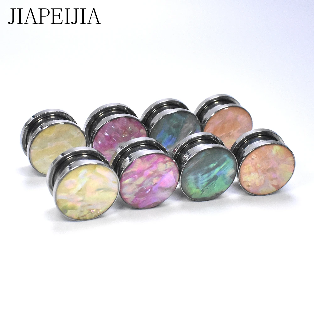 4-30mm Natural Shell Pattern Stainless Steel Ear Gauges Tunnels and Plug Ear Expander Stretching Body Jewelry