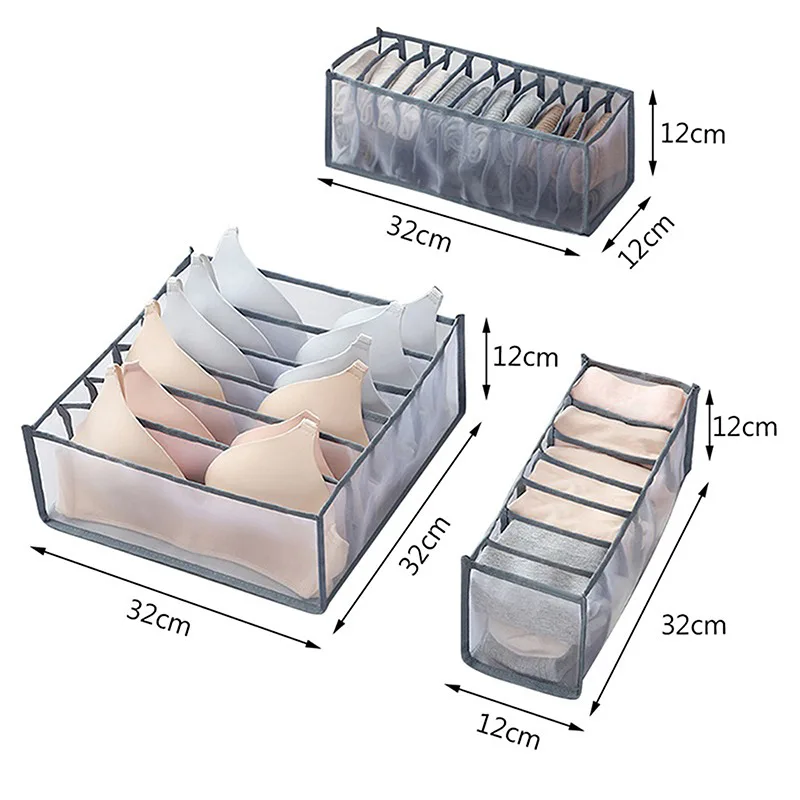 3Pcs/set Underwear Drawer Organizer Storage Box Foldable Closet Organizers Drawer Divider Storage Boxes for Underpants Socks Bra