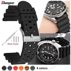 18 20 22 24mm Quick Release Fluororubber Watch Band Strap Sport Waterproof Universal Watch Bracelet Watch Accessories with Tool