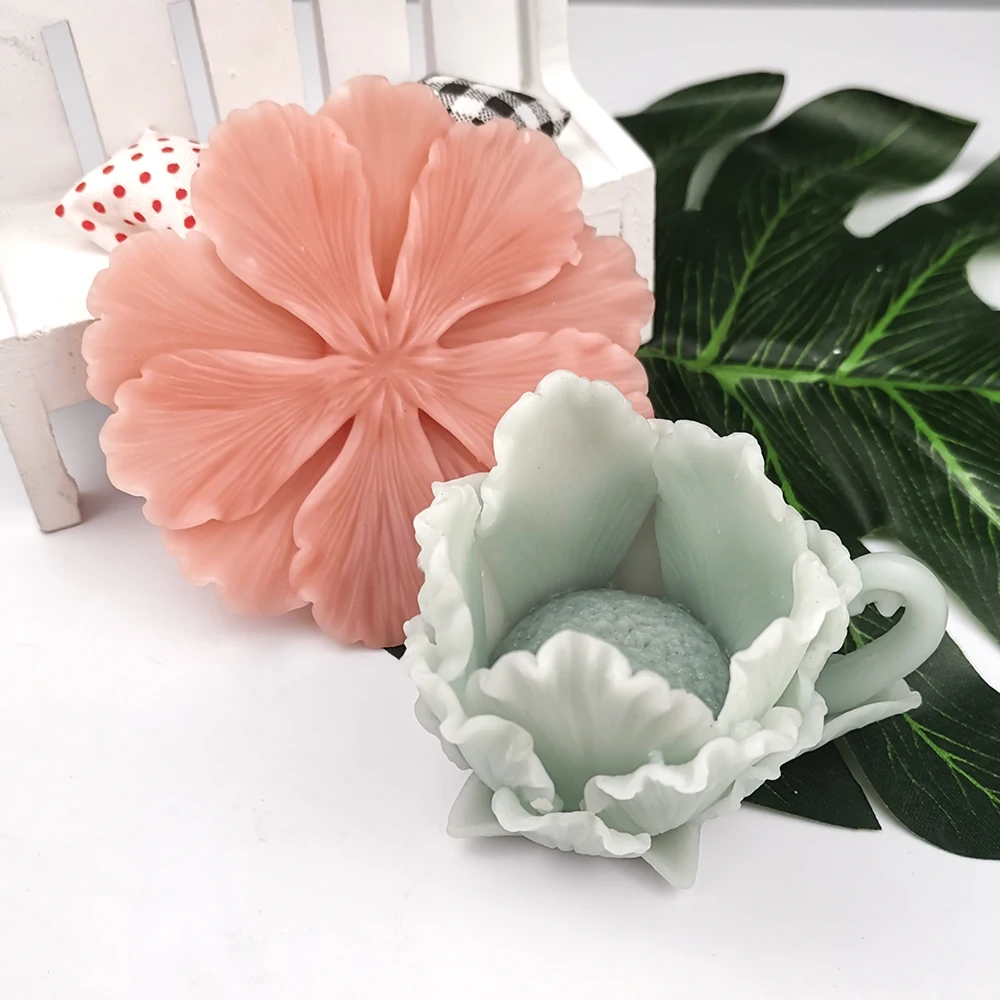 PRZY-Silicone Daisy Rose Peony Mould, Flower Cup, Soap Molds, Fondant Soap Molds, Handmade Mold, Clay Resin Candle Mould