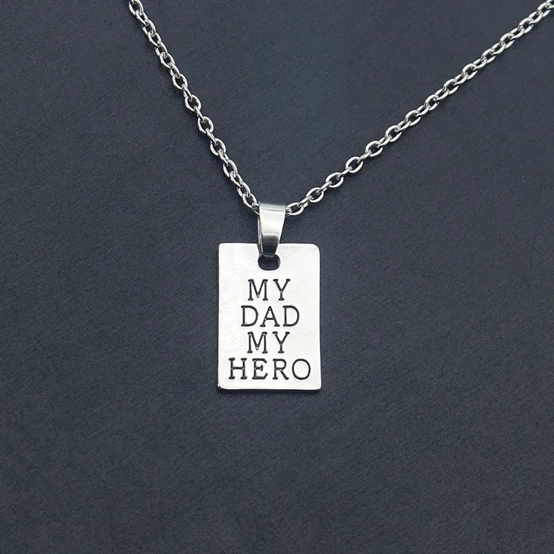 Hot Sale Father\'s Day Gifts My Dad My Hero Pendant Necklace Chains Father Daddy jewelry