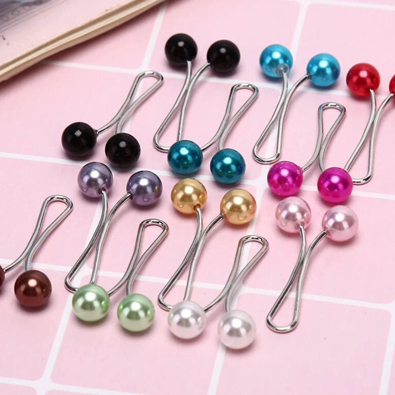 12 PCS Multicolor Headscarf Shawl Scarf Lady Muslim Scarf Clips Pins Up Hijab Clips Pearl Scarf Brooch Pin Women Jewelry