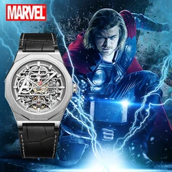 Marvel Official Mens Casual Skeleton Automatic Wristwatch Mechanical Movement Sapphire Crystal Stainless Steel The Avengers Dial