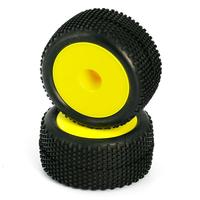LC Racing L6248 1/14 Pre-mounted Heavy Duty Block Pin Truggy Tires (Yellow 2pcs)