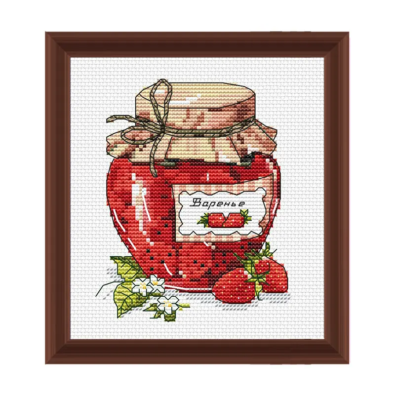 Fishxx Cross Stitch Kit S310 Strawberry Jam Hand-embroidered Restaurant Painting Precision Calico