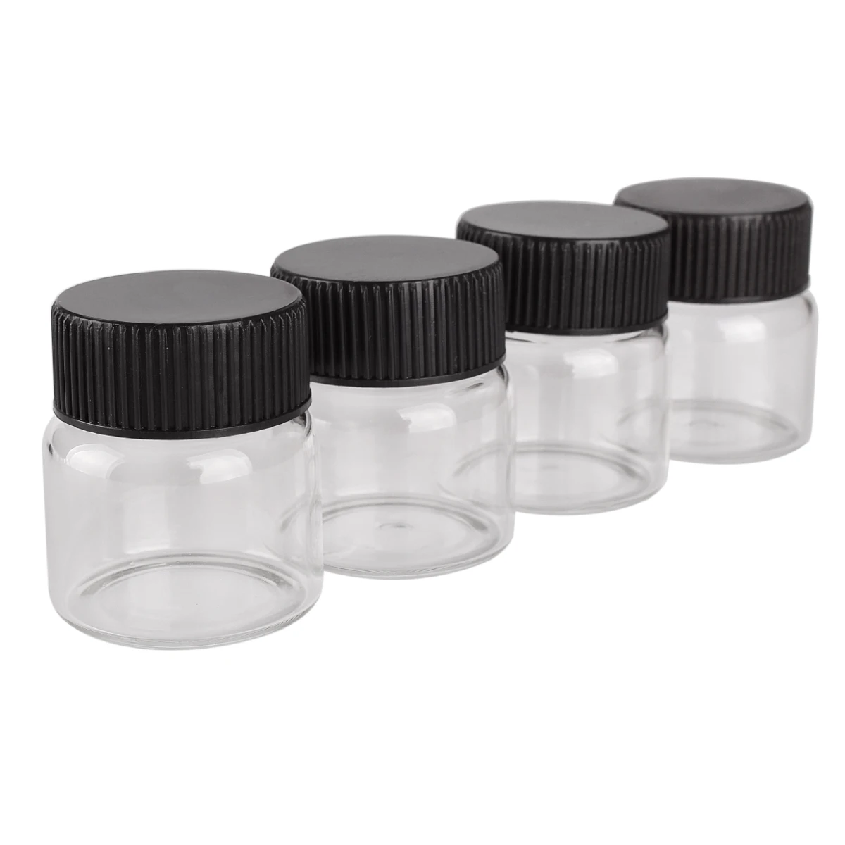 3pcs 20ml Glass Bottles Glass Jars with Black Plastic Lids Storage Jars Candy Bottles Glass Vials Pill Container Size: 37*40mm