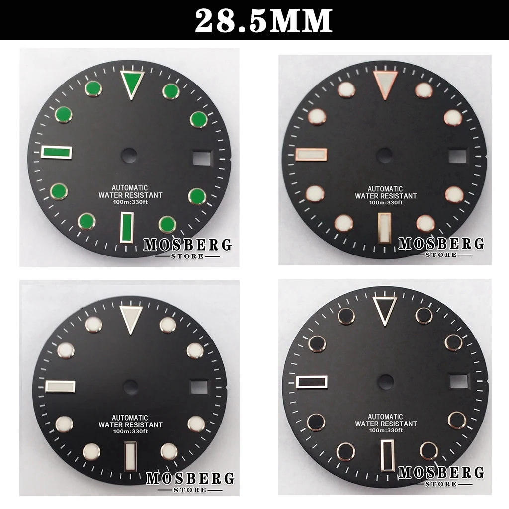 

28.5mm Sterile Black Watch Dial With Date Window For NH35 NH36 ETA 2824 2836 Miyota 8215 8205 821A DG2813 3804 Movement