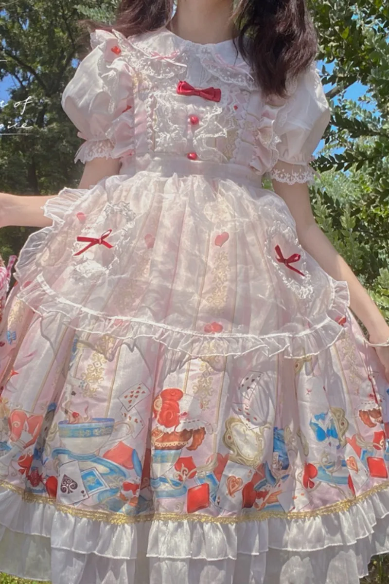 Vestido de Lolita dulce de moda japonesa, vestido de Alicia con correa para el té de la tarde JSK, ropa kawaii, ropa gótica lolita