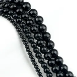 Shiny Black Obsidian Natural Stones 10/8/6/4mm Loose Beads For DIY Bracelets Necklace Beaded Jewelry Making Accessoriy Wholesale