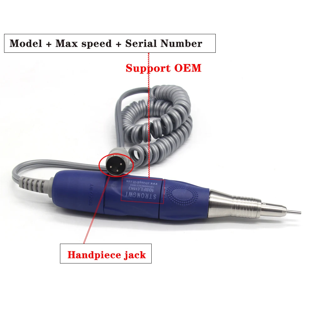 Starke Bohrbürste Nagelbohrbürste Mikromotor YJD108 108FL Handstück Nail Art Schmuck Polieren