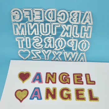 26 אותיות באנגלית ואפרסק לב מתכת חיתוך diess עם side-by-צד scrapbook אלבום תמונות קישוט DIY בעבודת יד אמנות