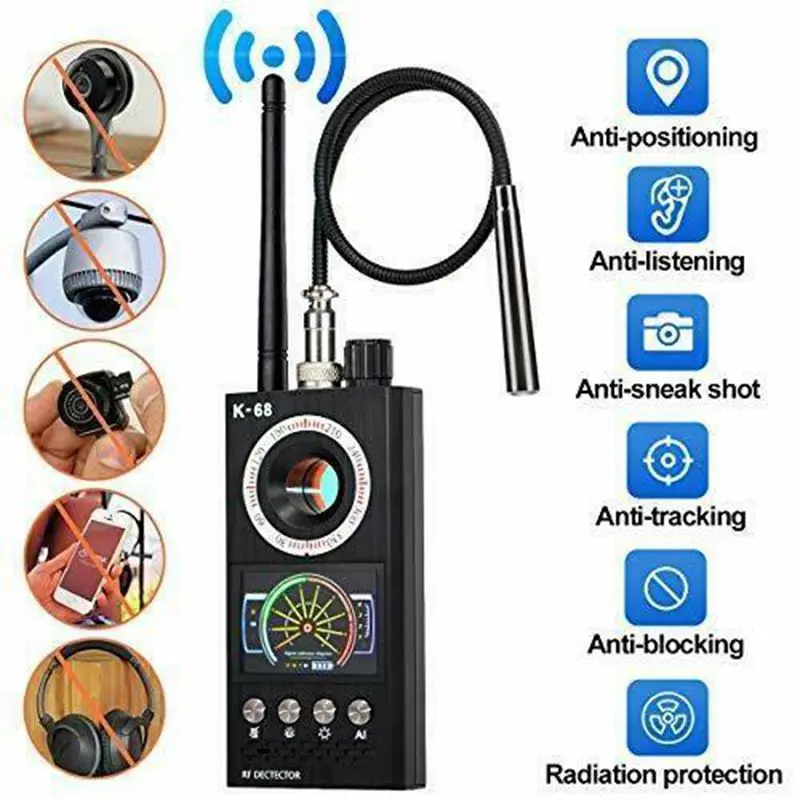 K68 Multi-Function Magnet Detector Anti-Spy Cameras GSM Bug Finder GPS Signal Tracker Detects Anti-Monitoring Wireless Scanner