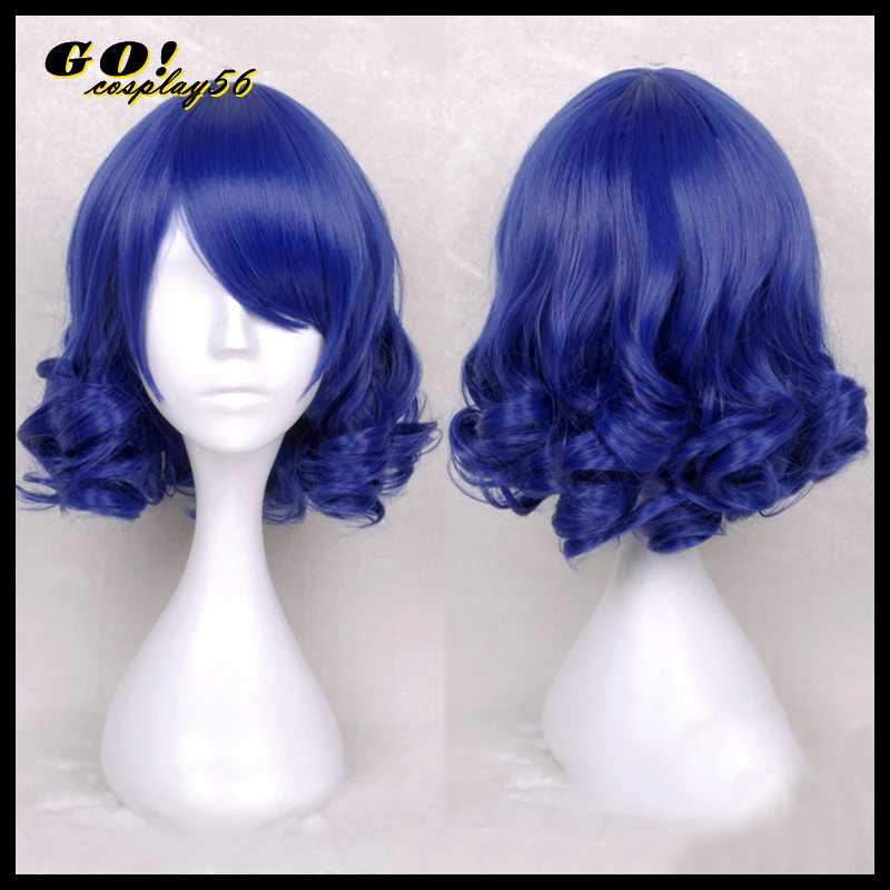 

Cosplay Wig Plasmagica Cyan Hijirikawa Blue Curly Synthetic Hair for Adult Game Role-play Headwear