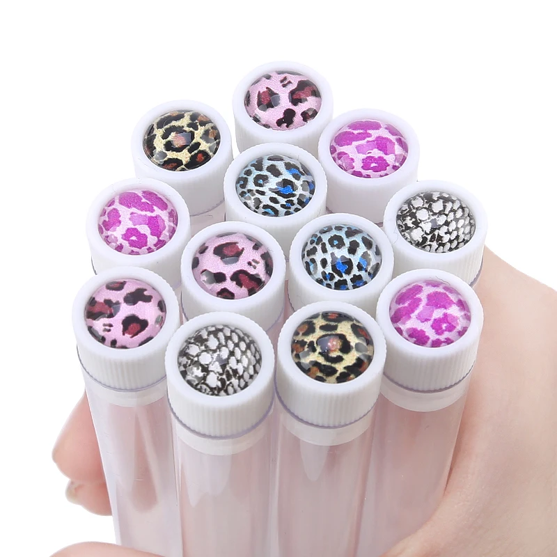 NEW Leopard style Reusable Eyebrow Brush Tube Eyelash Extension Applicator Disposable Mascara Wand Diamond Eyelash Brush Tube