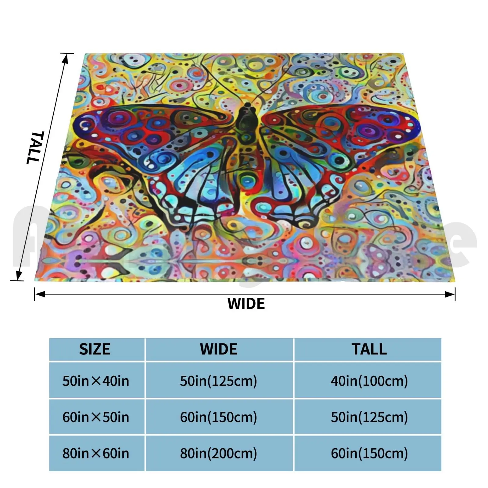 Mystify Blanket Fashion Custom Butterflies Fly Red Blue Yellow Pink Green Abstract Papilio Glaucus Animal Wildlife