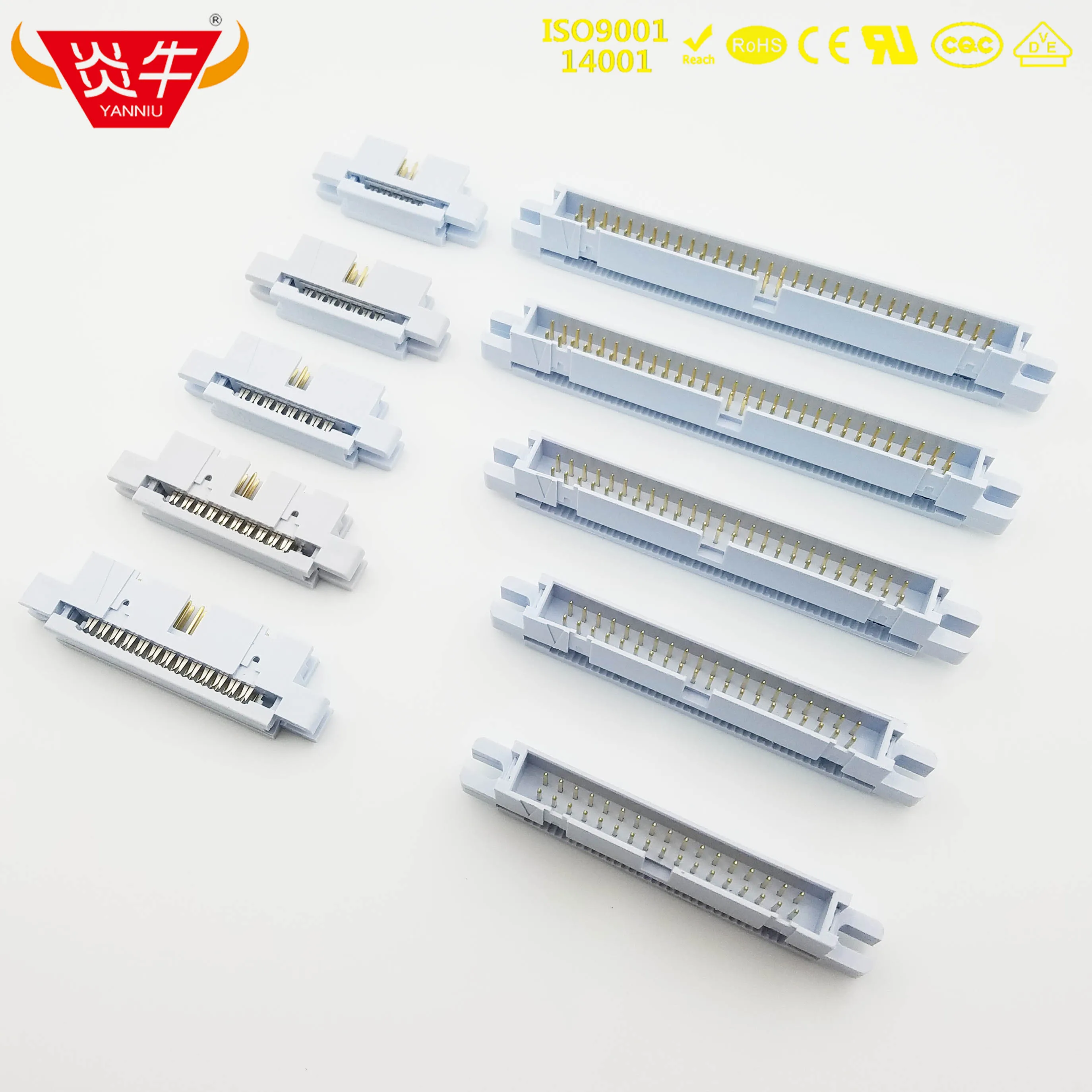 

50Pcs CRIMPING ROW LINE DC3-DIDC SOCKET BOX Flange 2.54mm PITCH EJECTOR HEADER CONNECTOR 10P- 64P YANNIU