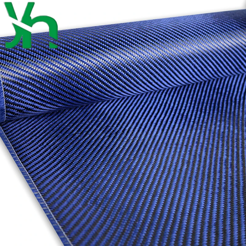 3k240g blue and black Kevlar blend fabric 1500D Blue Kevlar + black 3K carbon fiber for surface decoration