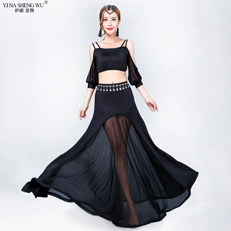 Conjunto de danza del vientre para mujer, traje de 2 piezas, ropa de danza del vientre para chica Sexy, ropa de danza del vientre, conjunto de baile, Top, faldas, ropa