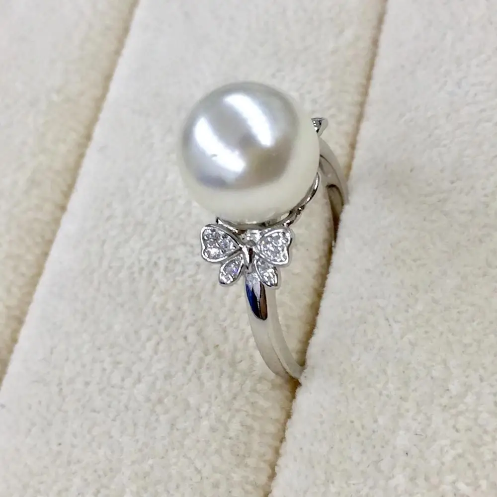 

DIY Bow Knot 925 Sterling Silver Adjustable Ring Settings Findings Mountings Parts for Pearl Corals Jade Crystal, 5pcs/lot