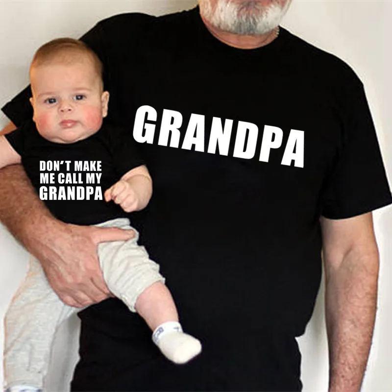 Funny Don't Make Me Call My Grandpa Family Matching Clothes Grandson and Grandpa Tshirt Matching Family Outfits Baby Romper