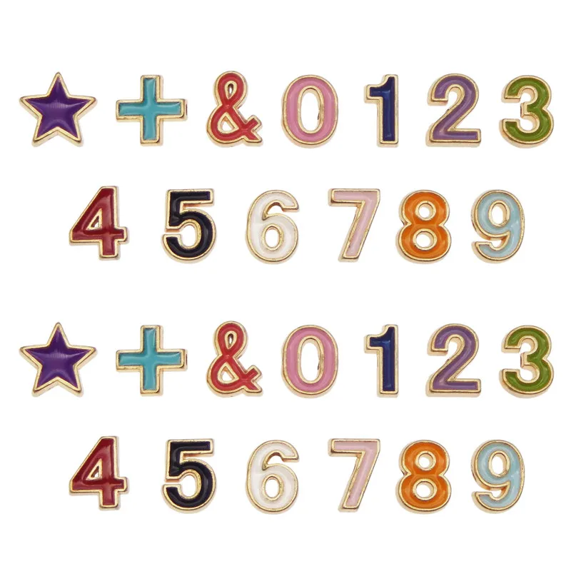 13PCS/Set Number 0-9 symbol Beads For Bracelet Jewelry DIY Accessories Enamel Charms Alloy Necklace Pendants Earrings Handmade