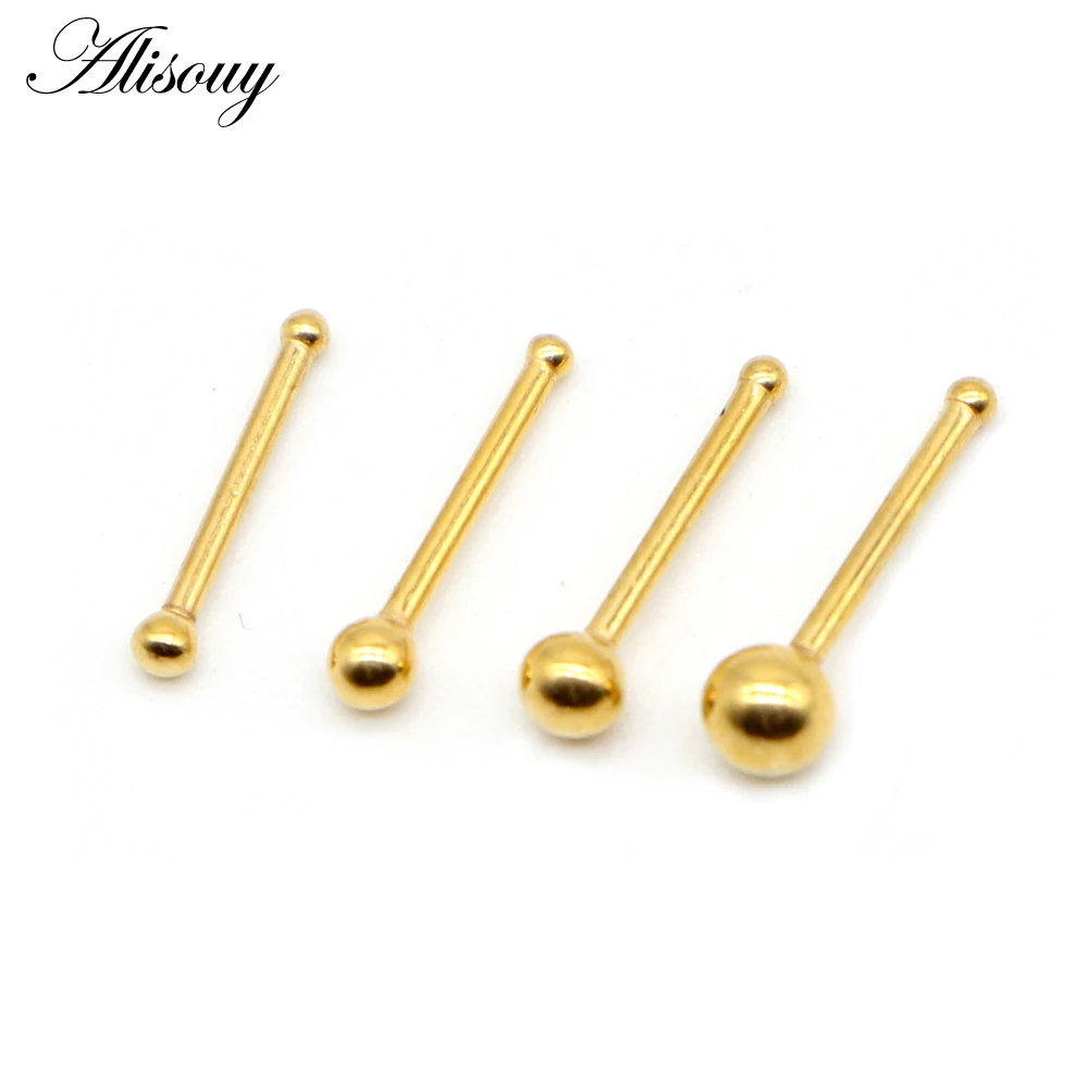 Alisouy 1PC Nose Studs Bar 316L Stainless Steel Ball Nose Piercing Pin Earrings Nariz Women Nose Rings Fashion Body Jewelry