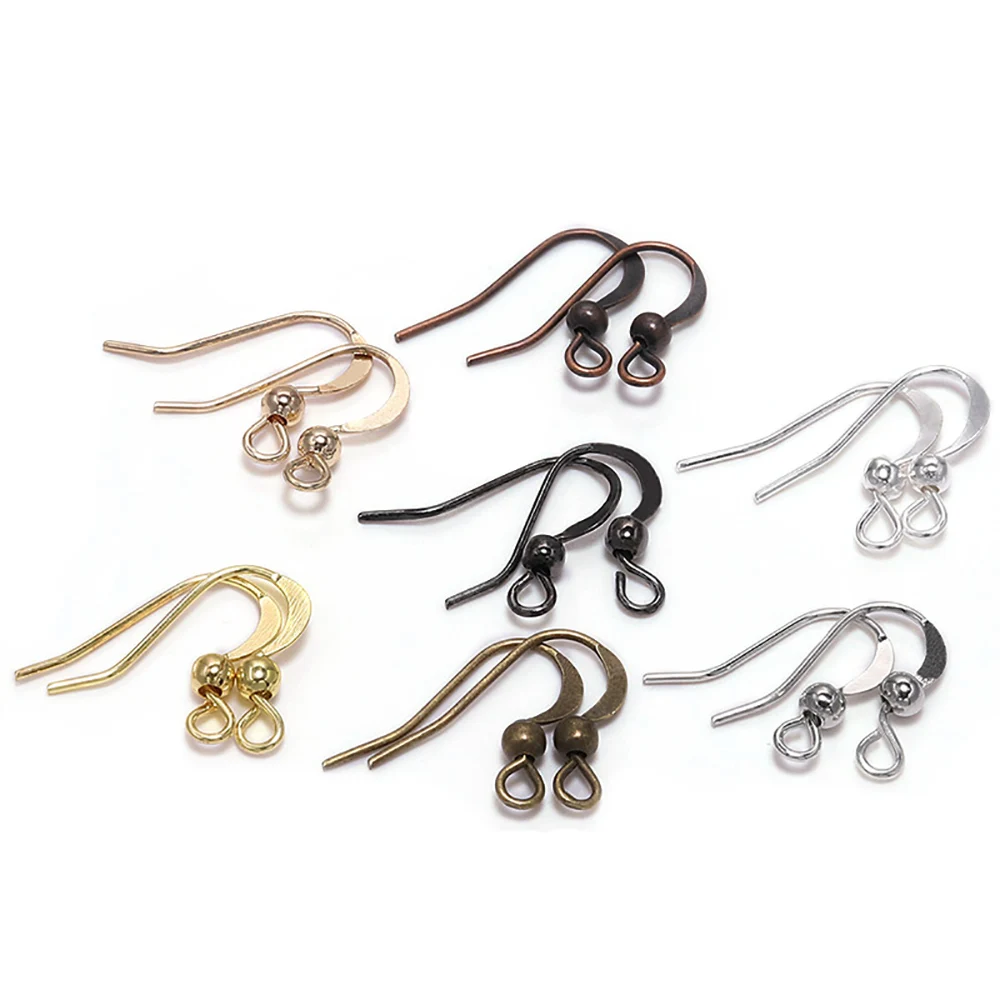 100Pcs 19*18mm Earring Components Hooks Twist  Gold Bronze Ear Hook Clasps Earring Wires Findings For DIY Jewelry Making