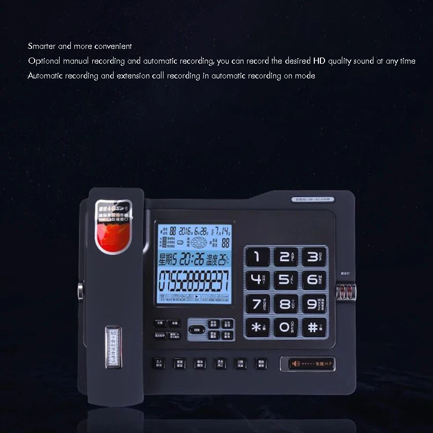 Multifunction Corded Landline Telephone Phone with Call Recording, Backlit, Message Leaving, 4G/32G Card, Password Protection