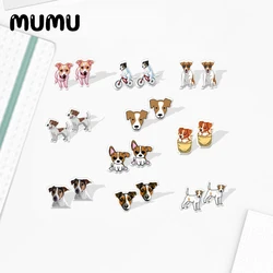 2021 New Jack Russell Terrier Stud Earring Dog Series Epoxy Jewelry Resin Acrylic Earrings Handmade Gifts Girl