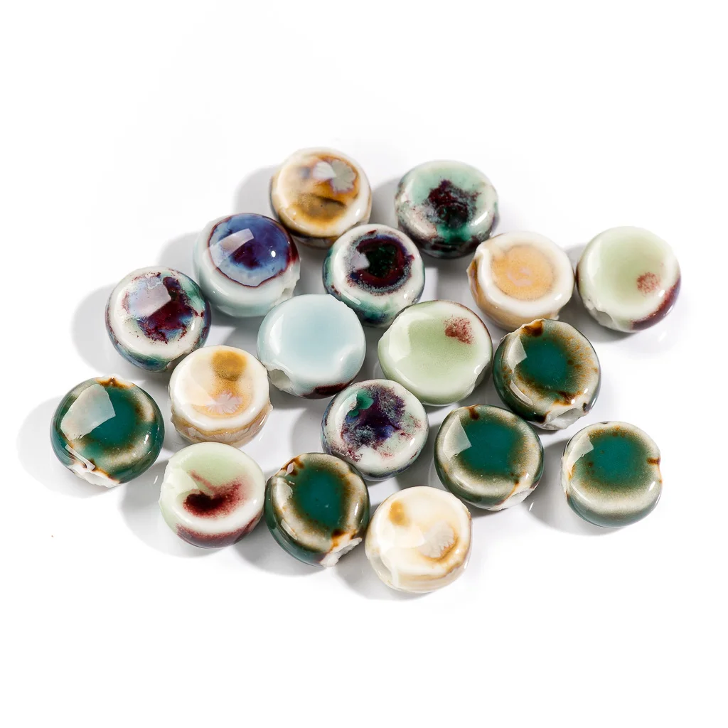 11# Multi-color Small Oblate Exquisite Ceramic Beads Jewelry Making Accessories #8A41620