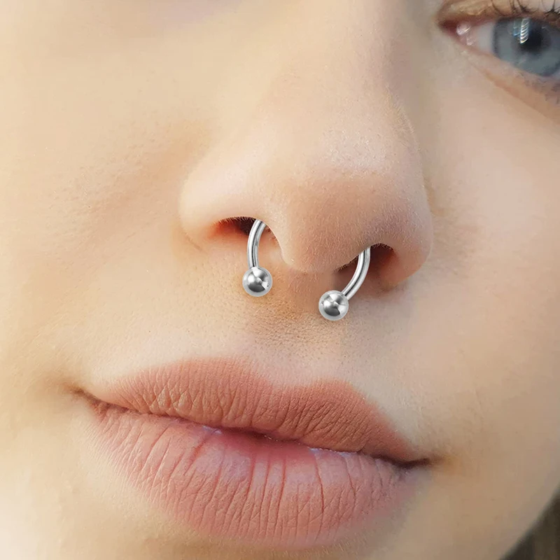 3PCS BCR Circular Barbell Septum Piercing Nose Rings Horseshoe Hoop Punk Earring Eyebrow Tragus Lip Piercing Ring 16G