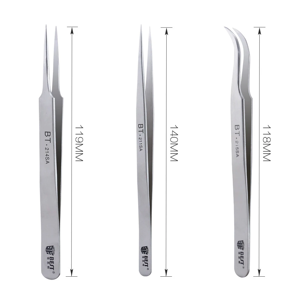 1Piece BEST-Matt Stainless Steel Durable Eyelash Extension Volume Lash Tweezers for IPhone/Smartphone/Computer Repair Tools