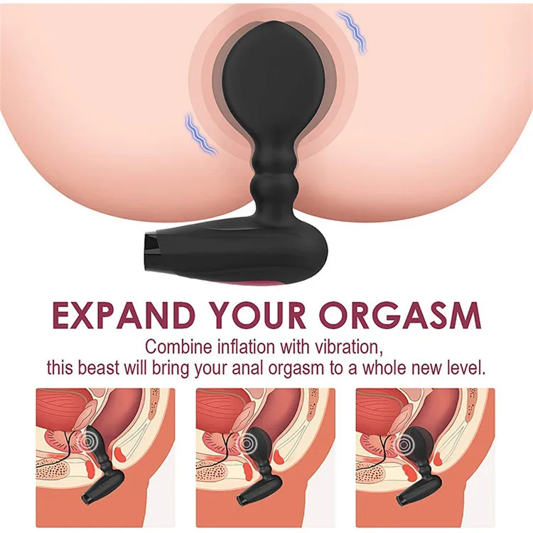 Wireless Remote Control Male Prostate Massager Vibrator Inflatable Expansion Huge Butt Plug Vibrator Anal Sex Toys For Men Gay