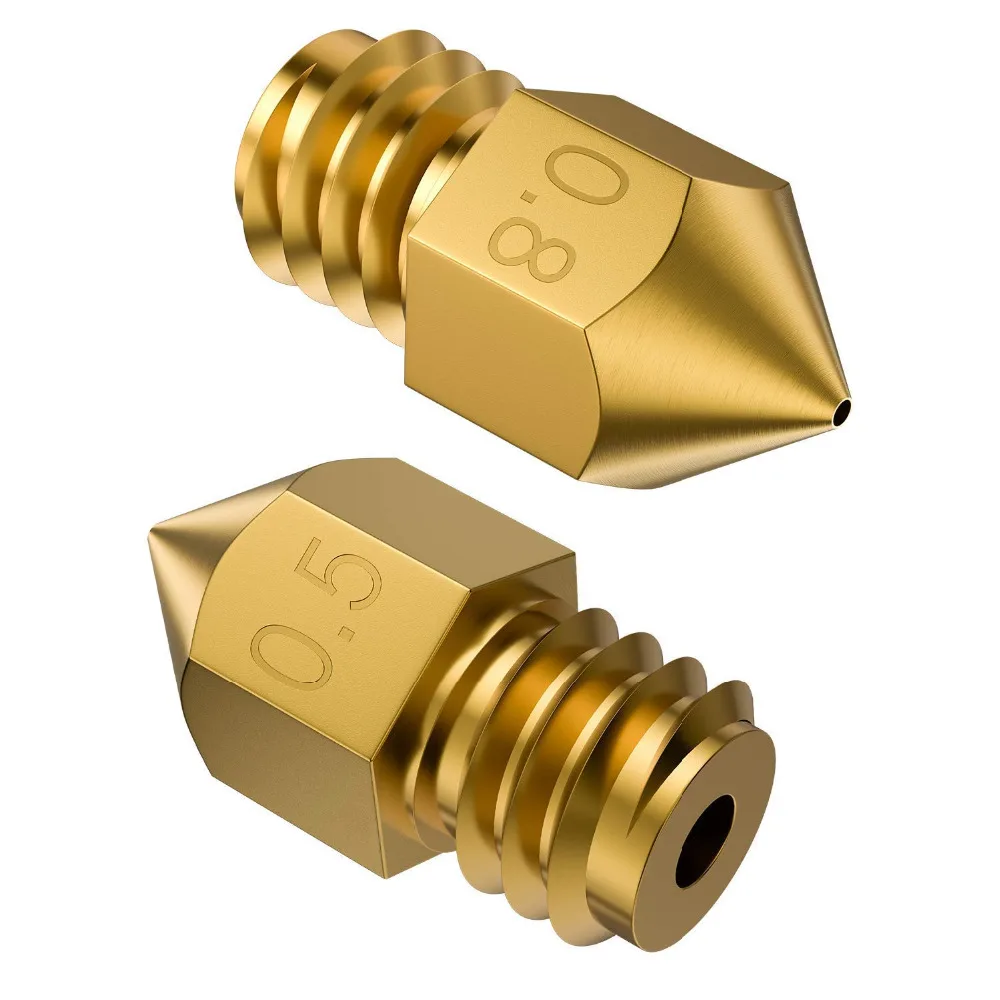 100pcs MK8 Nozzle 0.3 0.2 0.4mm 0.5mm MK7 MK8 Nozzle Threaded 1.75mm 3.0mm Filament Head Brass Nozzles For 3d Printer Parts