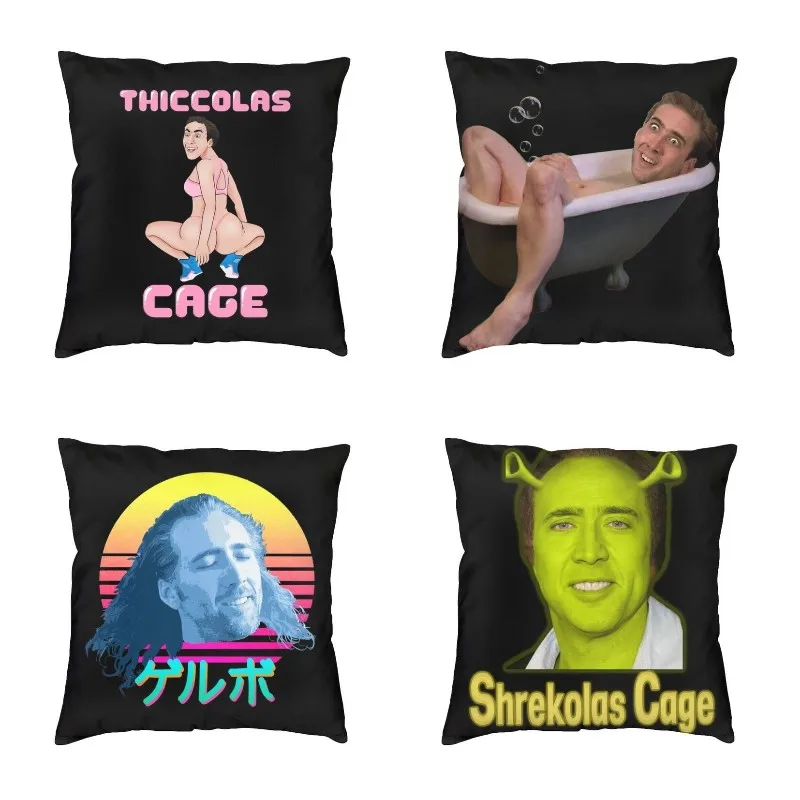 Nordic Dummy Thicc Nicolas Cage Meme Sofa Cushion Cover Soft Funny Throw Pillow Case Bedroom Decoration Pillowcase