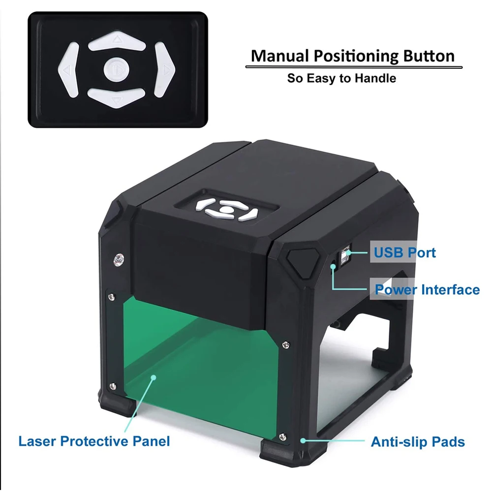 TWOWIN-Graveur laser Bluetooth, machine CNC, imprimante de bureau, coupe du bois, marquage, 3000mw, 80x80mm