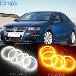 Cotton Switchback LED White Amber Angel Eye Rings DRL turn signal light for Volkswagen VW Passat B6 Magotan 2006-2010