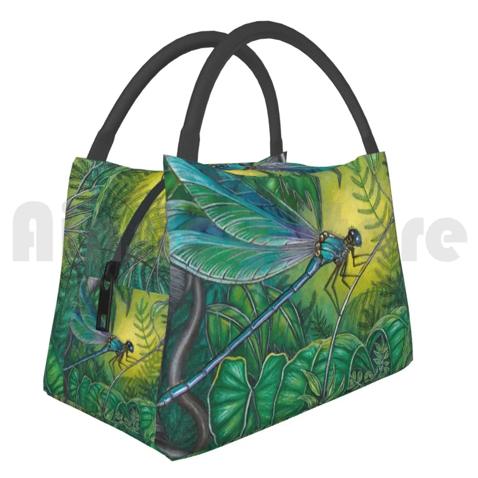 

Cooler Lunch Bag Picnic Bag " Dragonfly Dreaming " Jules Summers Dragonfly Jungle Watercolour Australian Fine