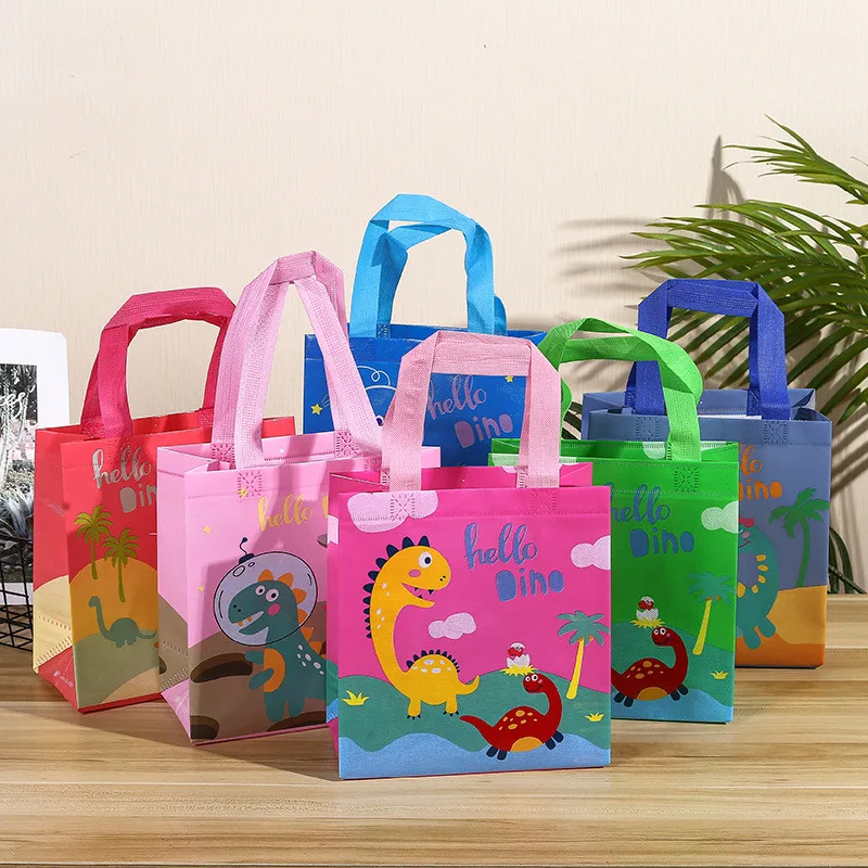 

6Pcs New Fashion Dinosaur Non-woven Bag Fabric Decoration Tote Eco-friendly Storage Handbag Gift Kids Party Christmas Ornament