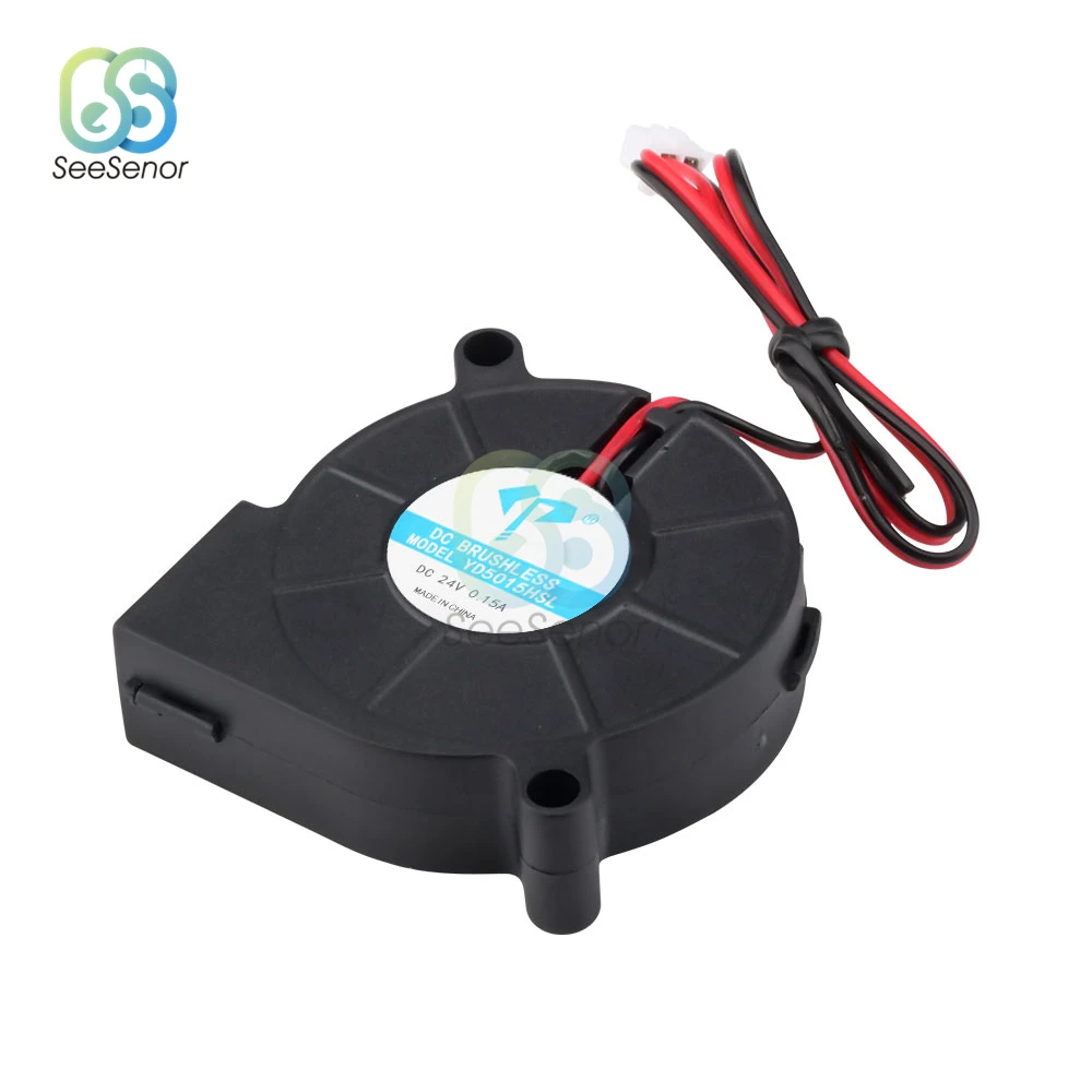 5015 Cooling Turbo Fan DC 5V 12V 24V Brushless 3D Printer Parts 2Pin For Extruder DC Cooler Blower Part Black Plastic Fans