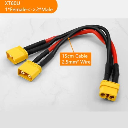 QIANRENON Lot De 2 Connecteurs XT60 14 AWG 25 A – Fiche Mâle Vers Prise Femelle Plaquée Or, Montage Fixe Avec Vis M2.5, Pour Drones FPV Et Modèles RC