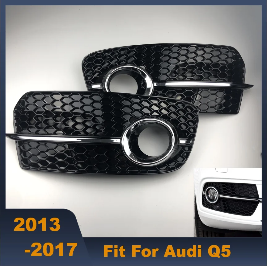 High Quality 2PCs ABS Car Front Lower Bumper Fog Light Lamp Grille Left/Right Side For Audi Q5 2013-2017