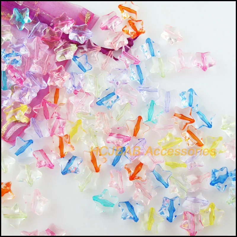 45Pcs Mixed Clear Acrylic Plastic Star Spacer Beads Charms 14mm