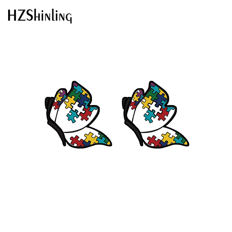 2020 New Autism Awareness Stud Earring Autistic Symbol Acrylic Earring Epoxy Resin Jewelry Handmade Fashion Earrings