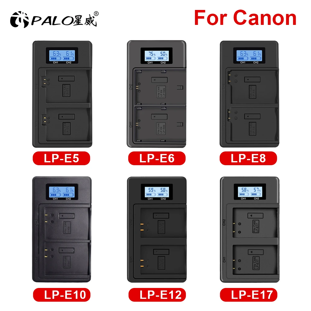charger LP-E5 LP-E6 LP-E8 LP-E10 LP-E12 LP-E17 LP E5 E6 E8 E10 E12 E17 battery USB Dual smart charger for Canon battery chargers