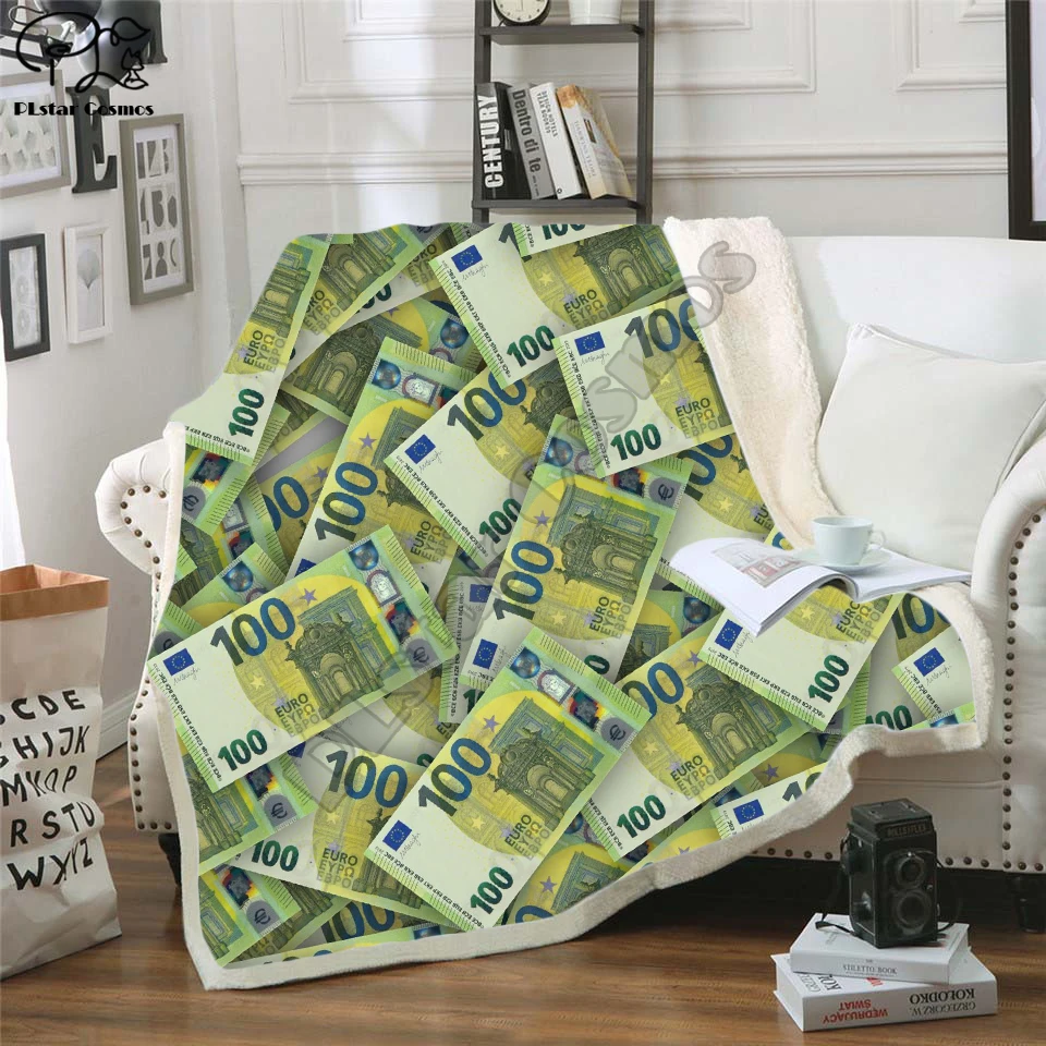 Cool dollars money 3D printed Sherpa blanket sofa sofa quilt cover travel bedding export velvet plush throwing wool blanket 003