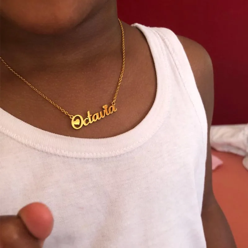 Personalized Name necklace Baby Jewelry baby Girl Boy Necklace Custom Name Chain en stainless steel chain Maxi Colar Gift