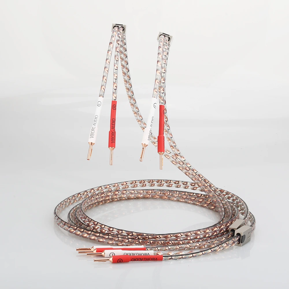 

High quality Viborg VS903 Flat Copper Speaker Audiophile Cable HIFI SPeaker Cable With Pure Copper Plug for Home Theater