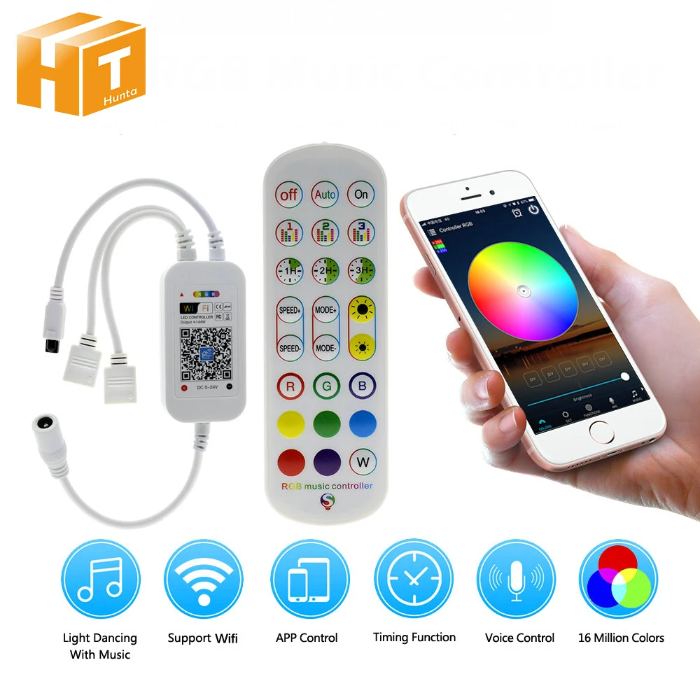 DC12V LED RGB Controller Wifi Music Controller Double Output IR Remote Controller For LED RGB Strip