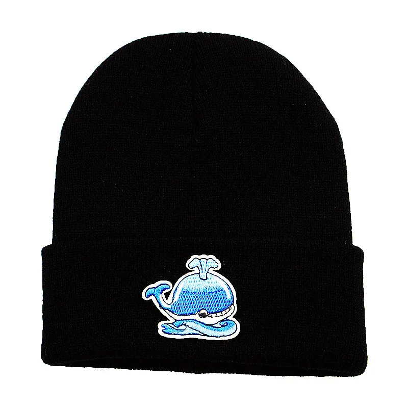 

Cotton Whale Animal Embroidery Thicken Knitted Hat Winter Warm Hat Skullies Cap Beanie Hat for Men and Women 307